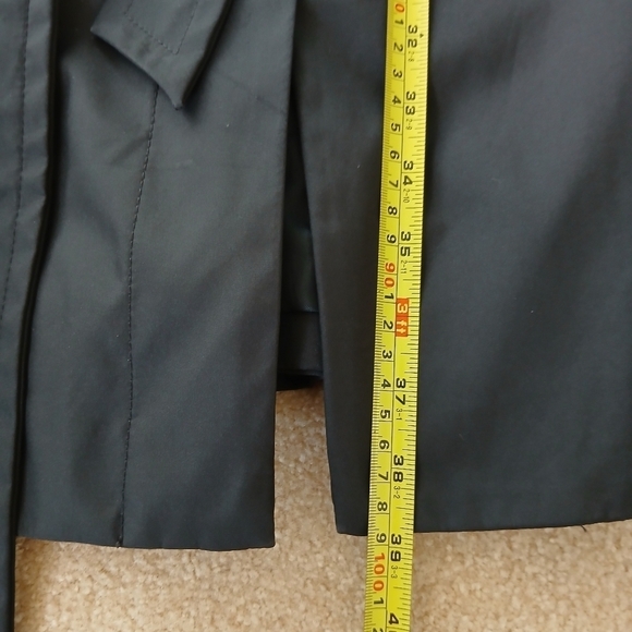 Kenneth Cole Women\'s Black Collared Button Up Trench Coat Size M